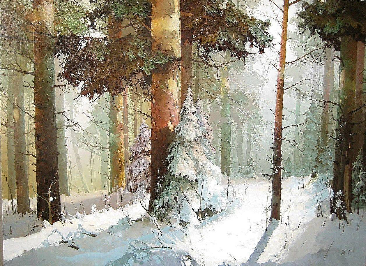 俄罗斯victorbykov维克托贝科夫油画森林