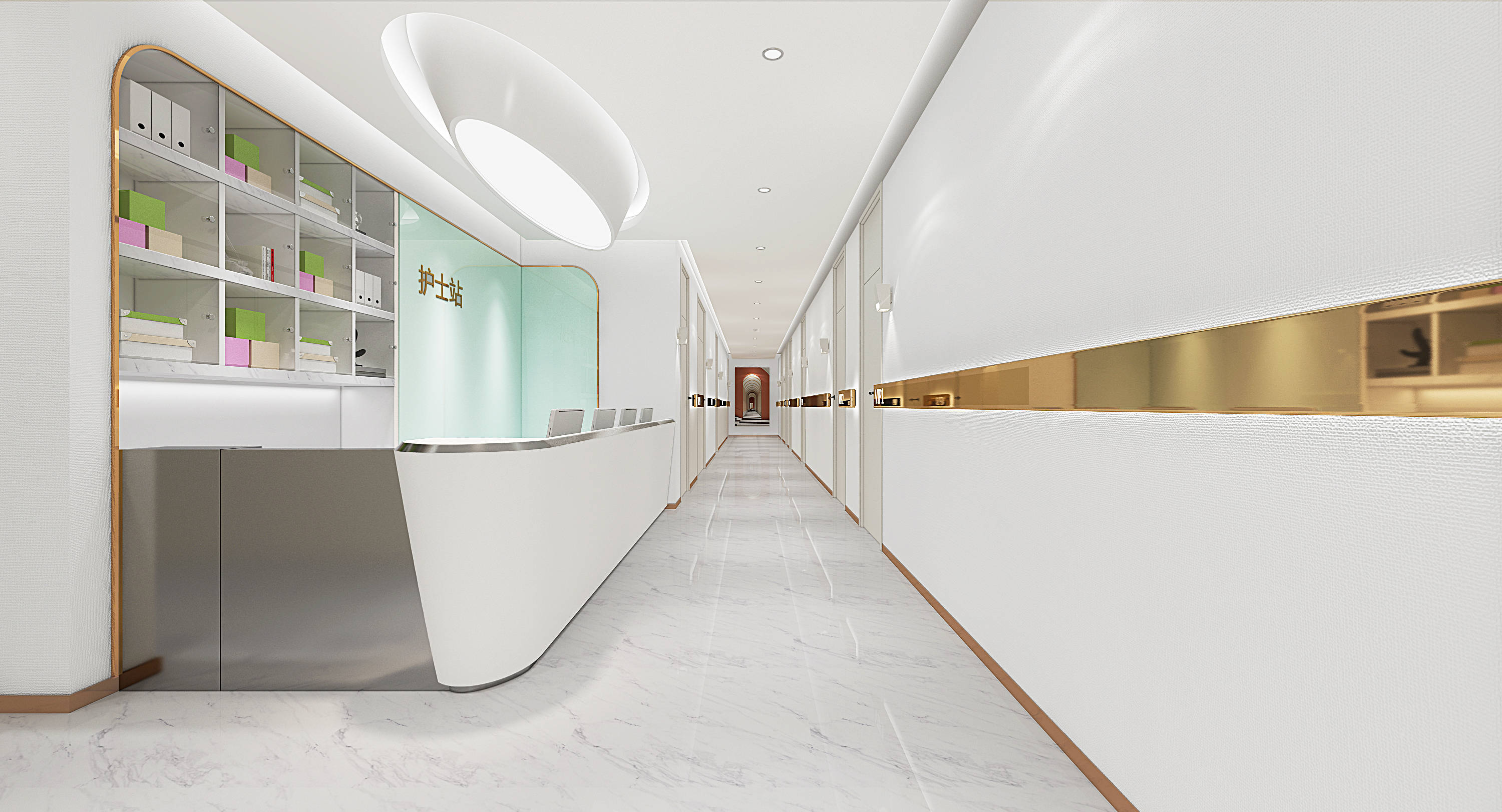 广州美容院办公室装修效果图让轻奢洁净存在于每一个空间设计