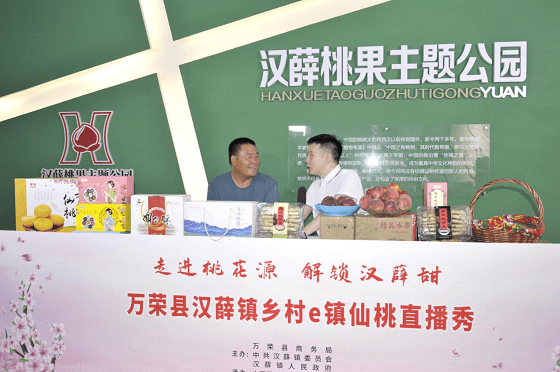 结合甜美的桃子,直播间特别邀请了"万荣万红宝第一人"朱遵斌,南景村