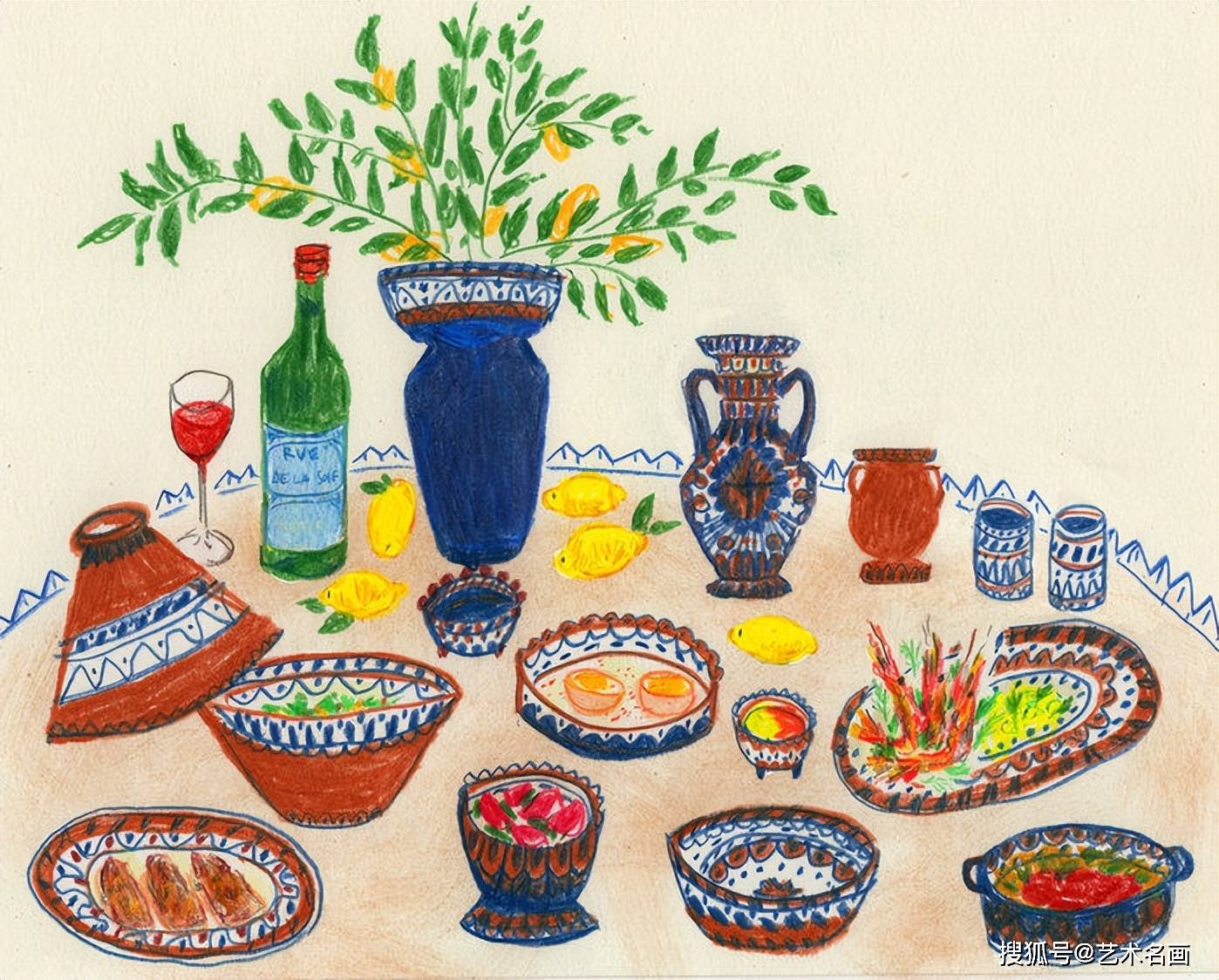 插画的方式记录每日丰盛的餐桌67