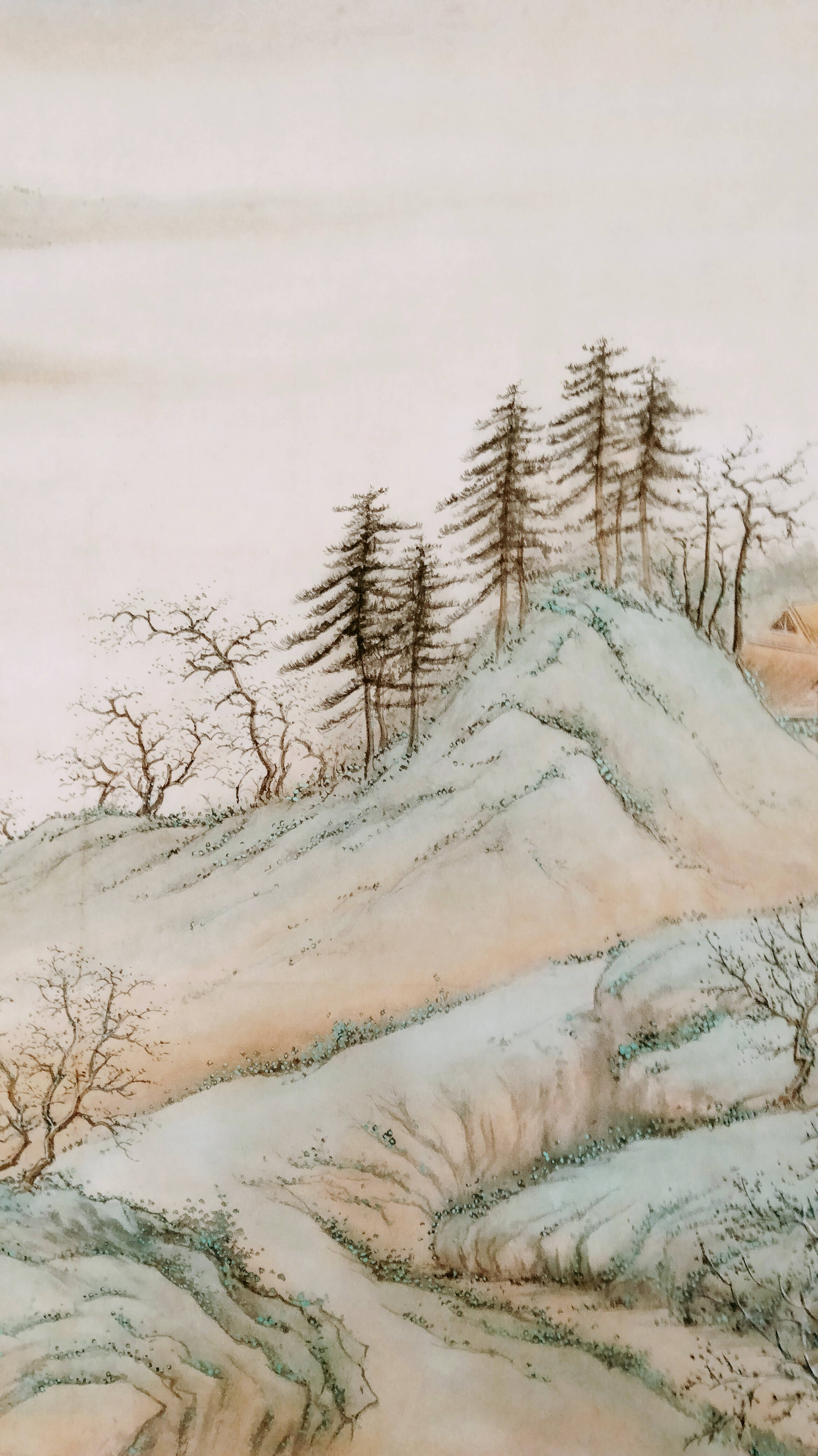 界画寒江---青绿山水工笔界画《山居图》_步通_栗一园_局部