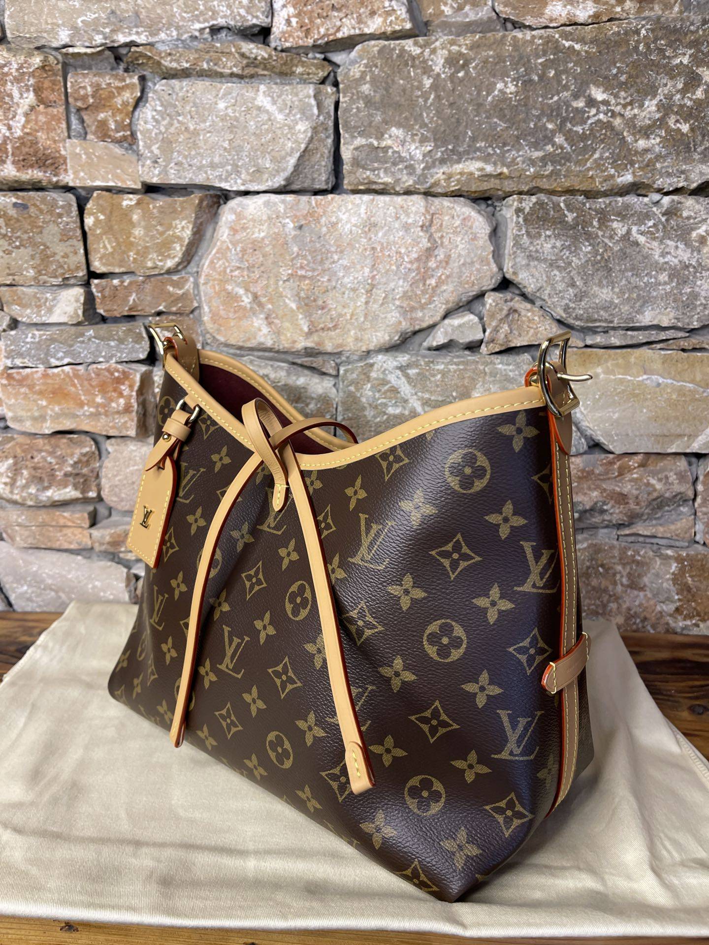 lv2022新款carryall小号手袋单肩包腋下包老花托特包m46203拆箱评测