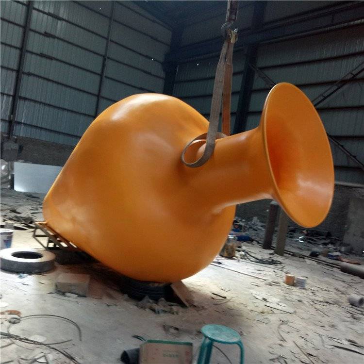 花瓶雕塑玻璃钢彩绘仿陶瓷瓶子雕塑厂家