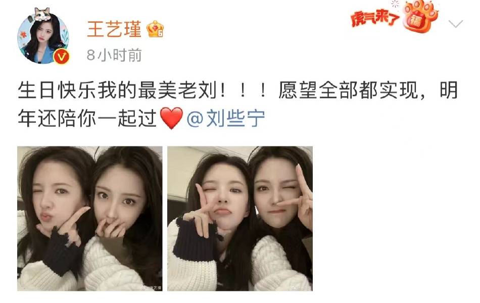 王艺瑾晒合照为刘些宁庆生：明年还陪你一起过-搜狐大视野-搜狐新闻