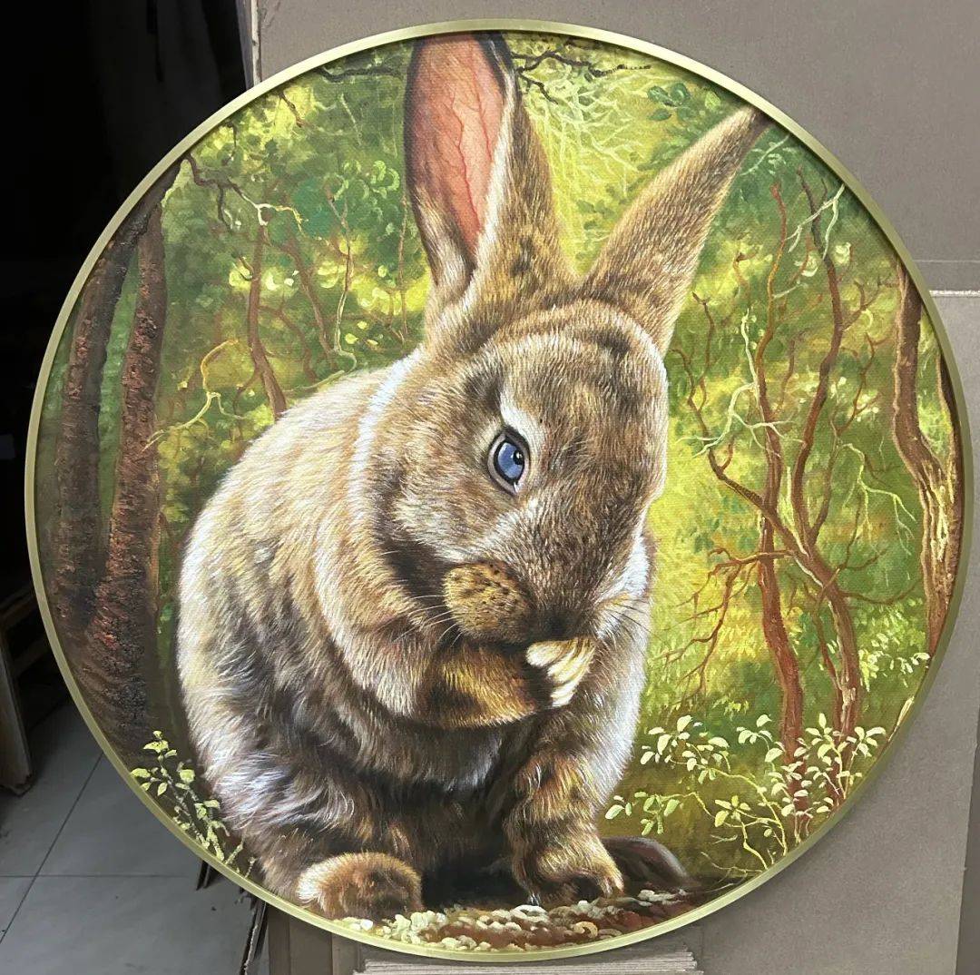 "兔闻花香—兔年画兔说兔"晏子油画作品欣赏_兔子_布面_创作