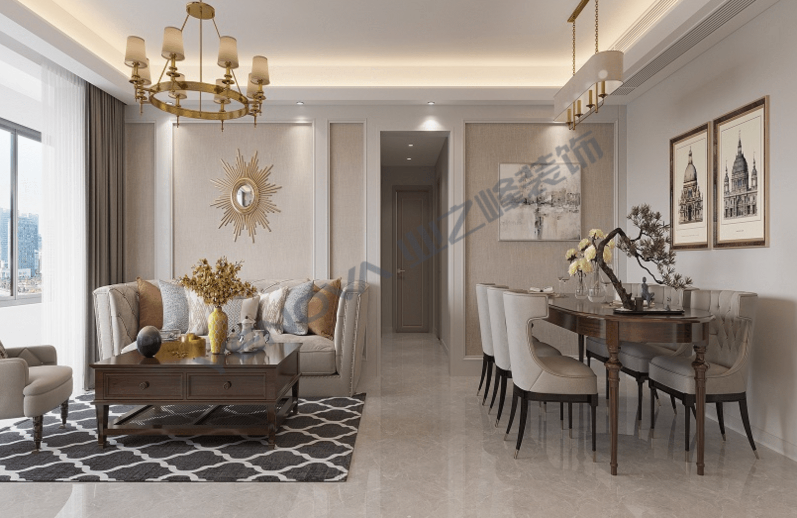 唐山禹洲凤凰府128平米轻奢装修风格效果案例|业之峰装饰_空间_生活