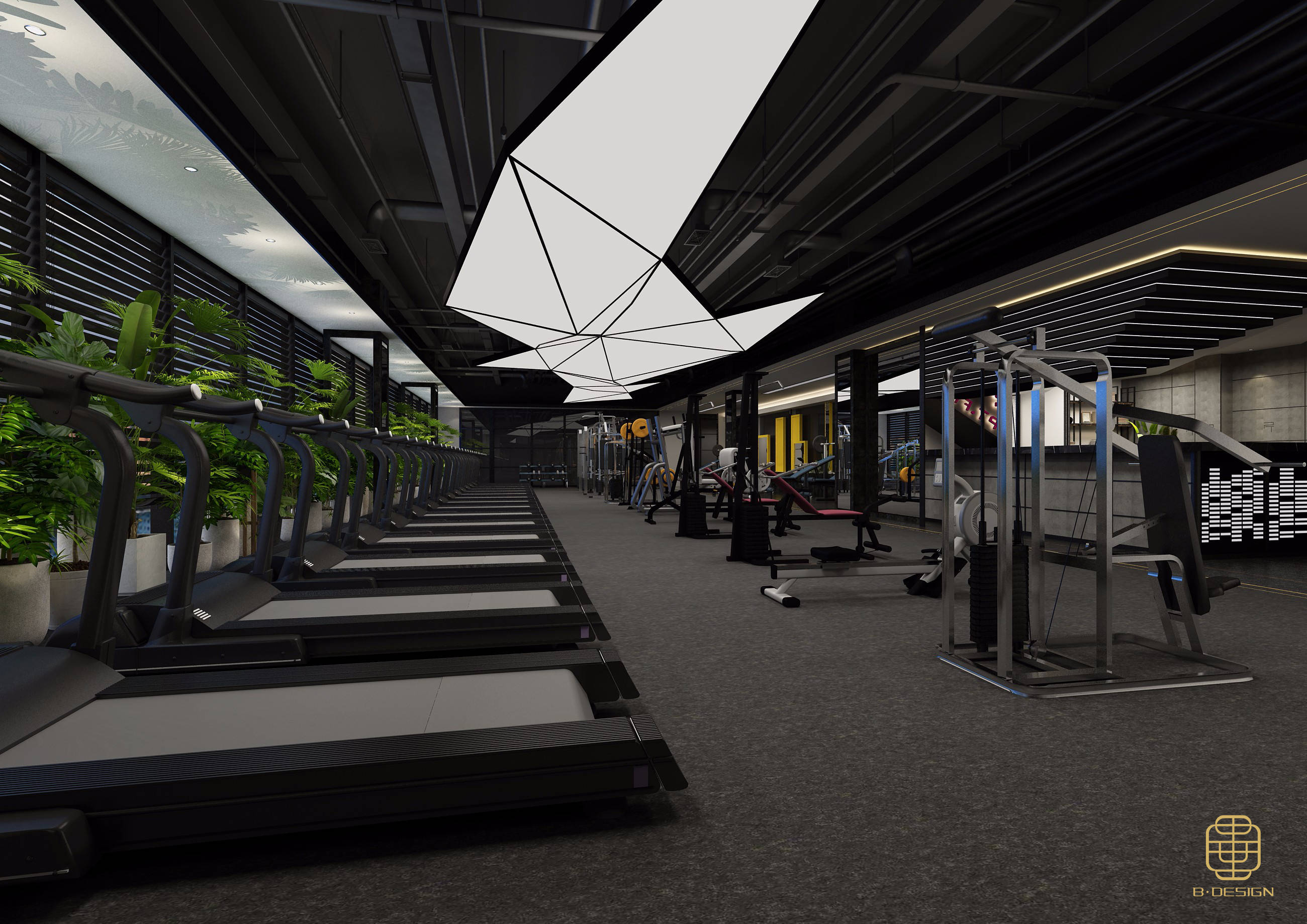 【弘毅设计】cad制图|3d效果图|家装工装|-健身房设计效果图_服务
