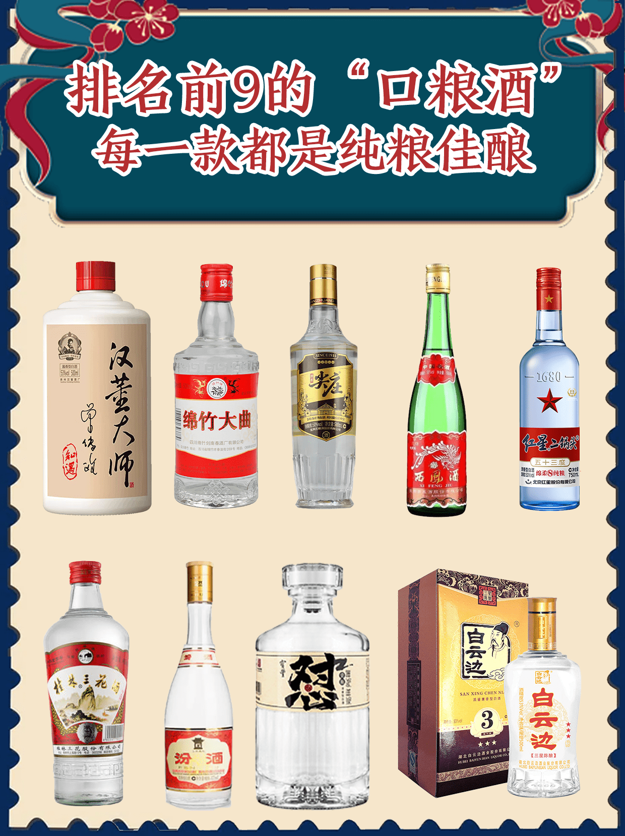 排名前9的“口粮酒”,每一款都是纯粮佳酿-搜狐大视野-搜狐新闻