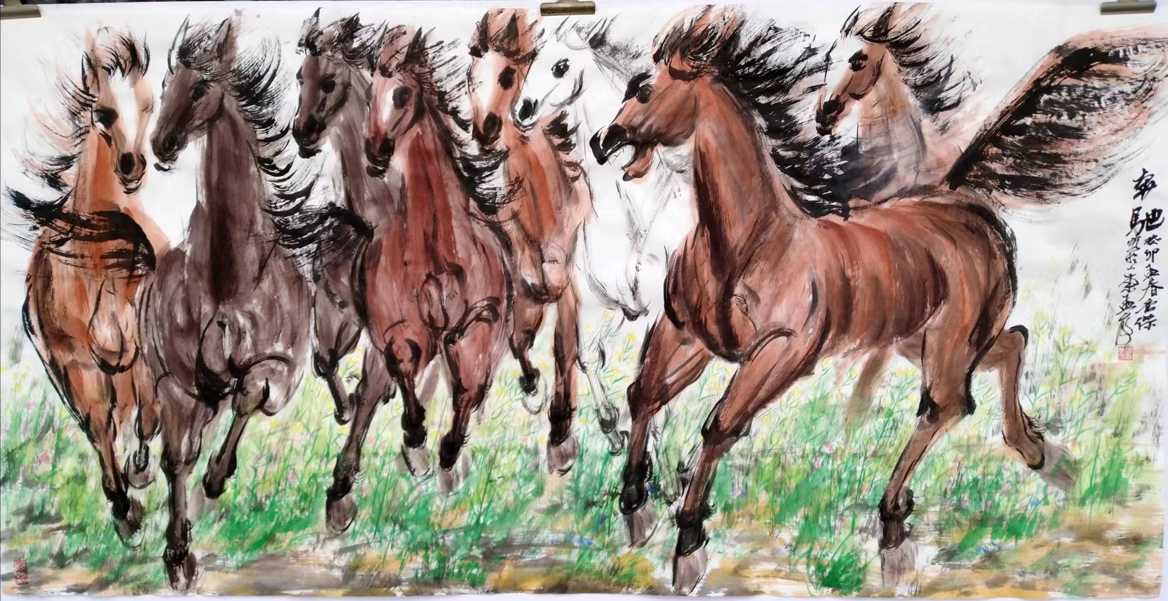 画家《八骏》造型追求写实,既在符合西方对马写实审美的喜好,又要富含