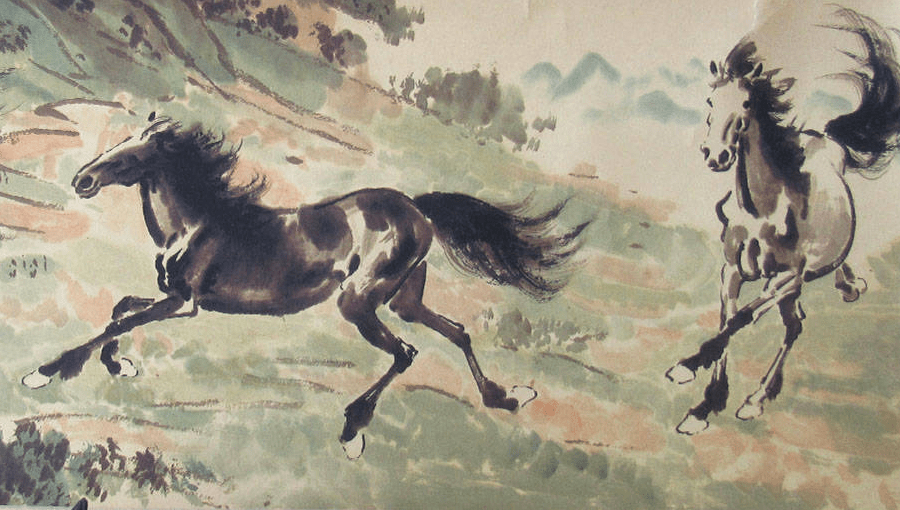 徐悲鸿 《春山十骏图》