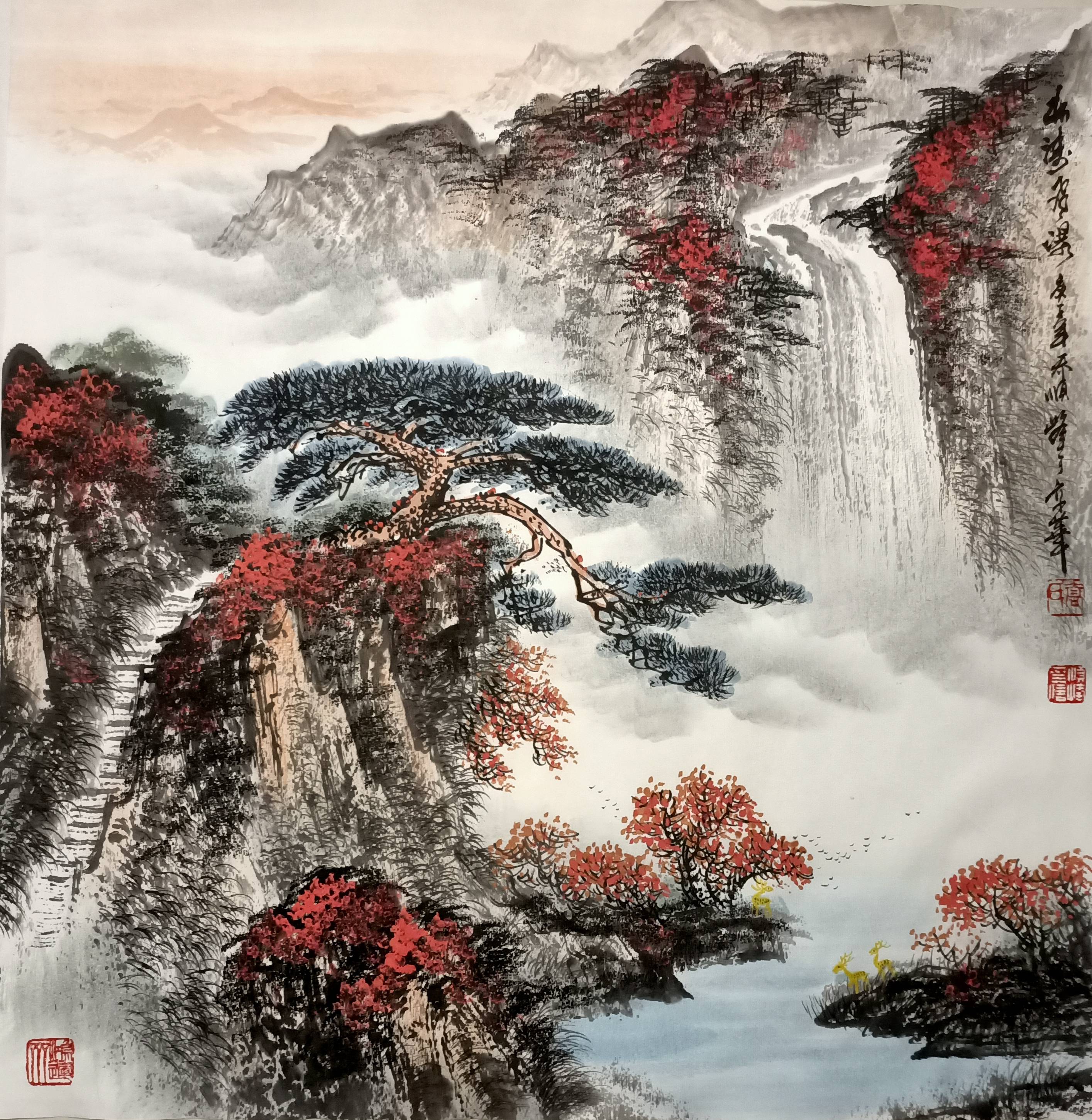 乔顺峰 彩墨山水画