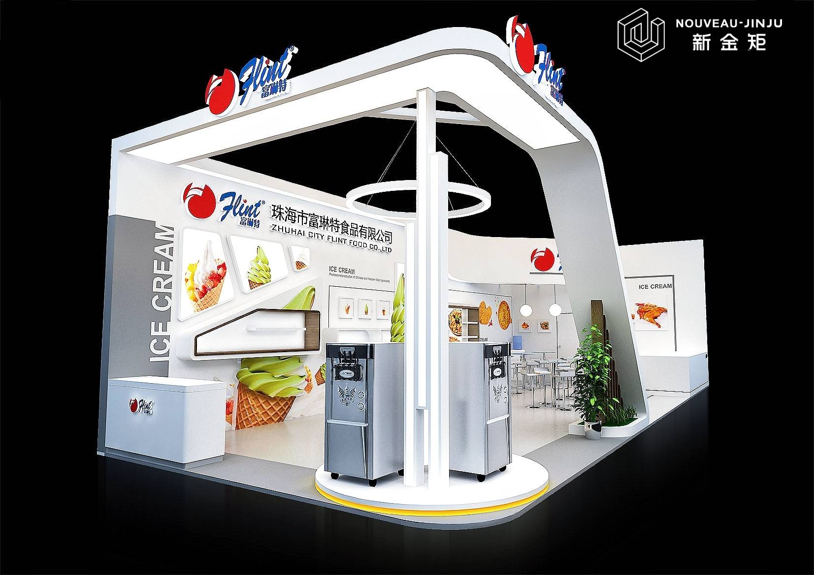 造型就为内角型展台,展面充足,视野开阔,如果打算订一个内角型展位