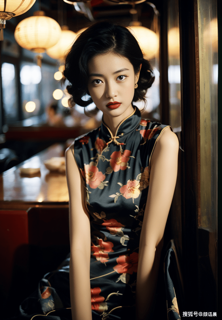 高清美女壁纸:电影质感画面,黑色绣花旗袍的女神风采_身材_民国_秀发