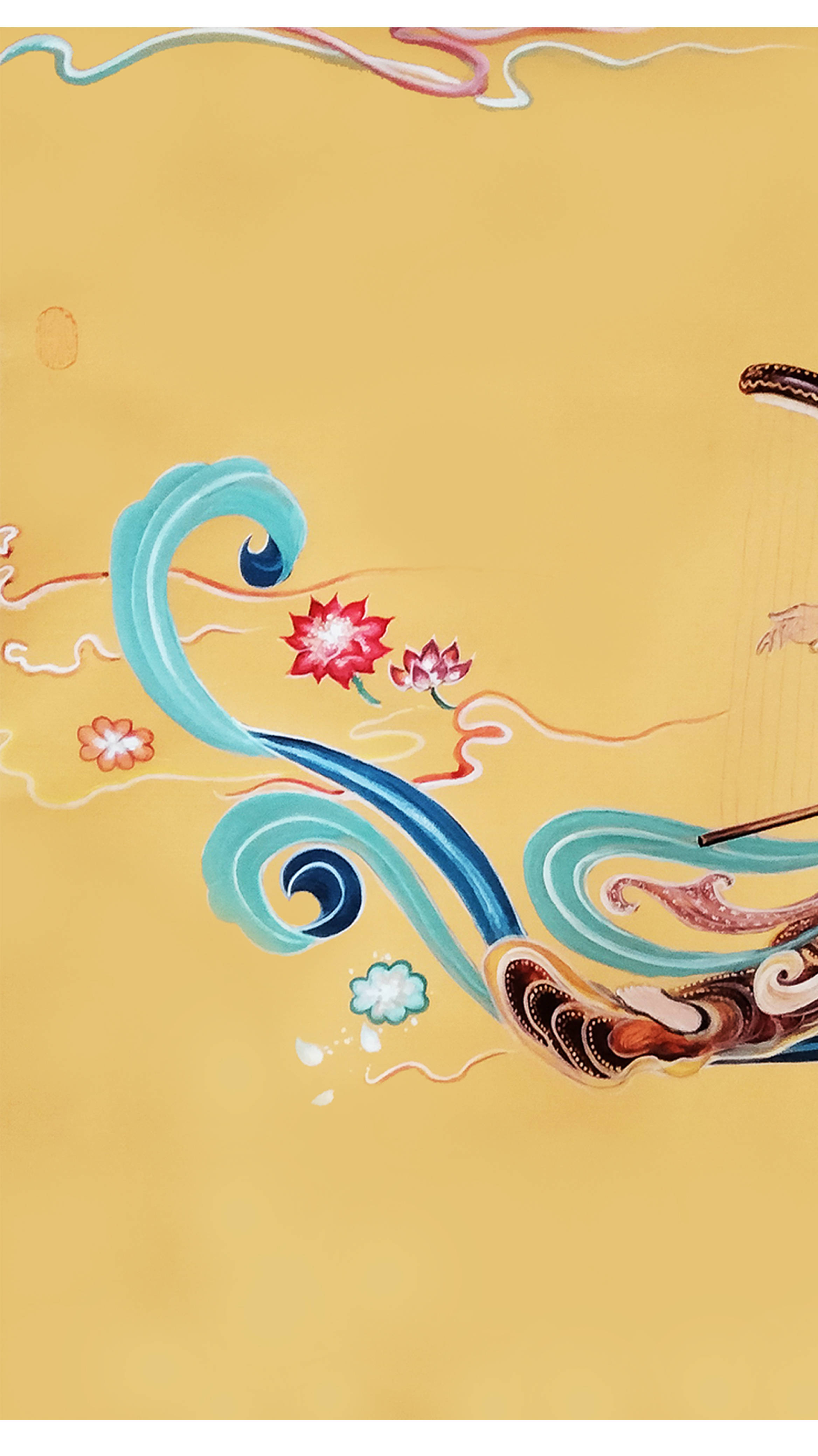 界画寒江———工笔神仙人物《箜篌飞天》_局部_场景_效果