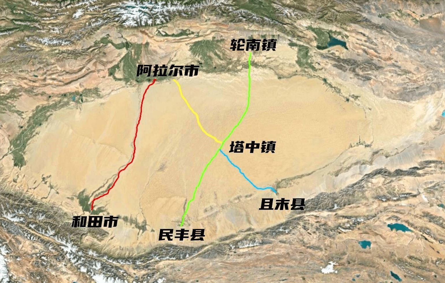 尉且沙漠公路线路图图片