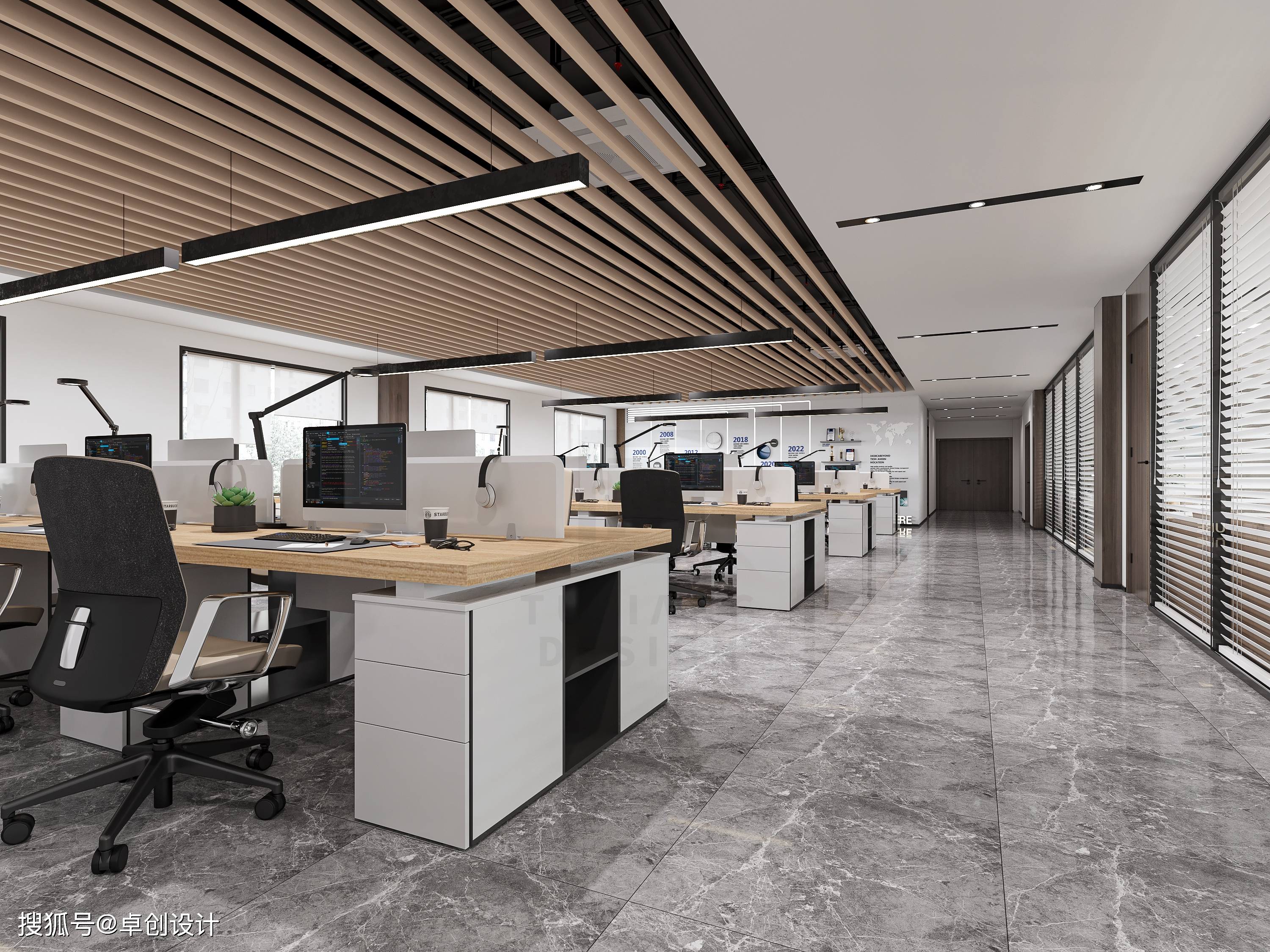 石膏板质是办公室装修常用的吊顶材料之一,因为可塑造造型,简洁大方