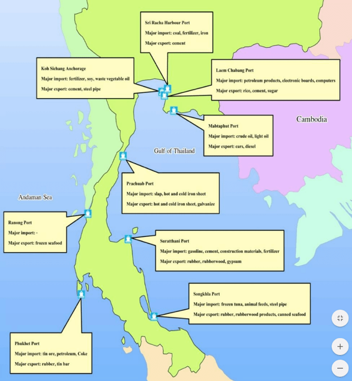 泰国港口分布图图片