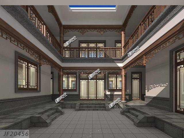 四合院一景全景展示图全景展示图全景展示图一层:堂屋,2个卧室,娱乐室