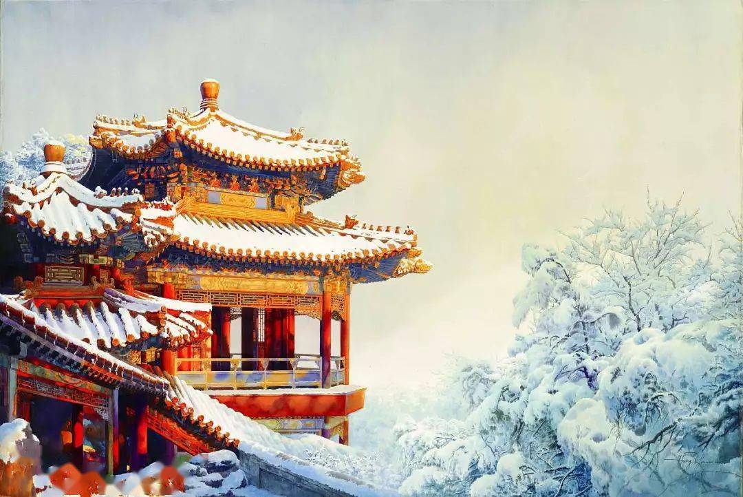 红墙黄瓦,他用水彩表现了北京城最美的印记