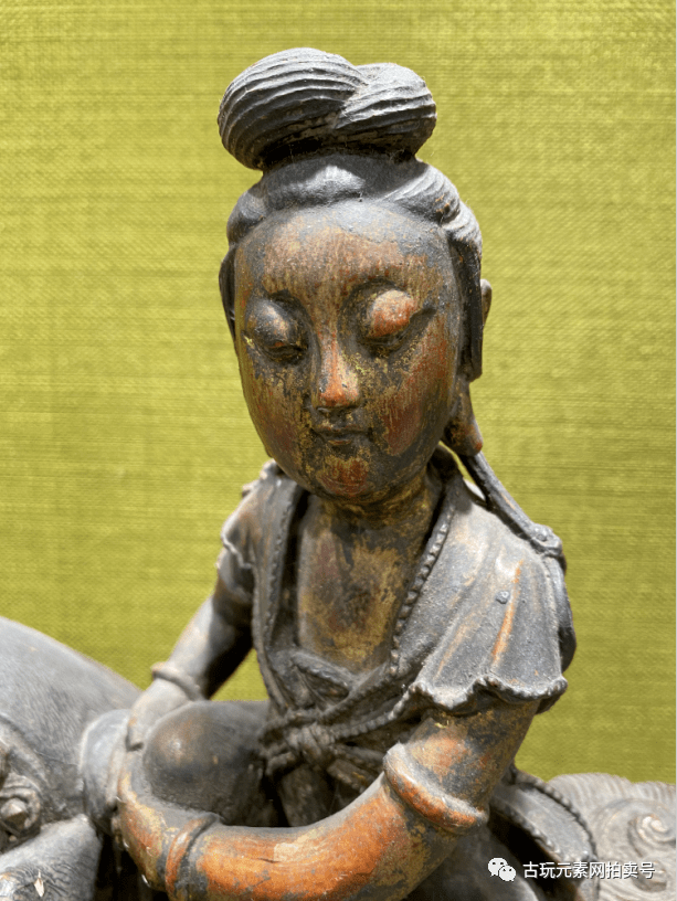 文殊菩萨骑狮图及侍者立像 | 木造,彩色,镶眼镰仓时代 文永10年(1273)