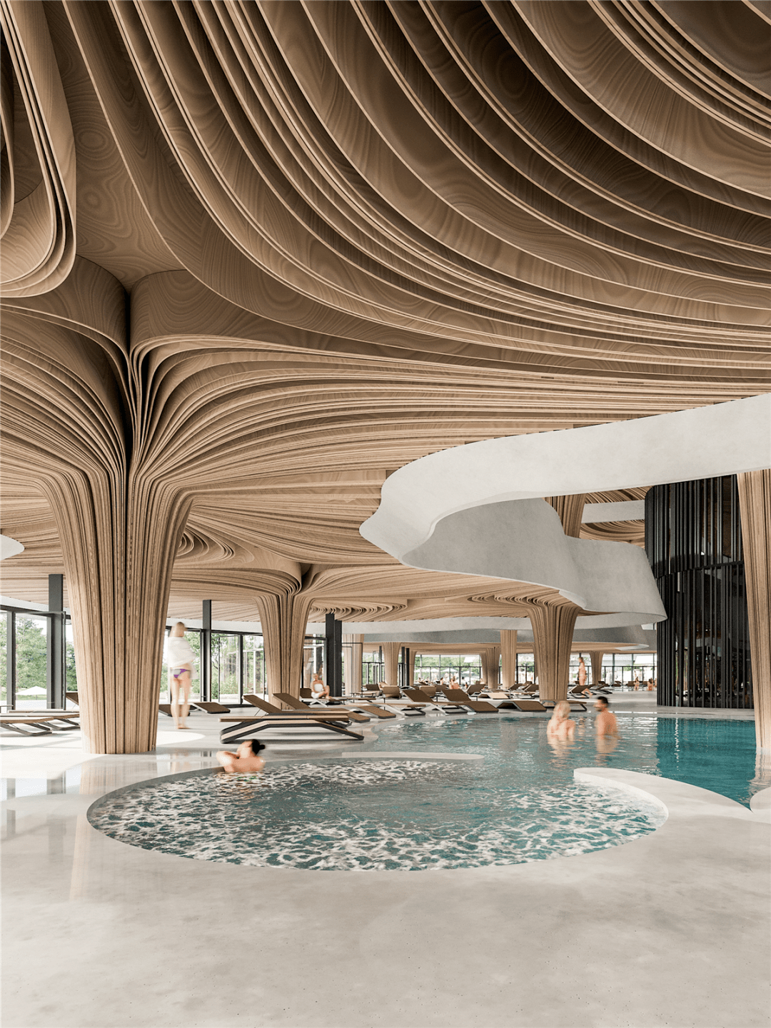 水疗中心用天然肌理诠释空间尺度,网友:太惊艳了!