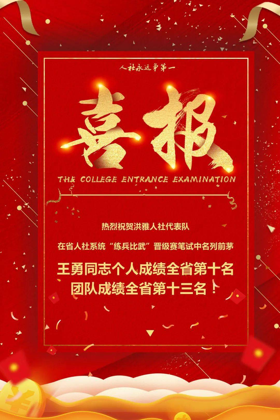 喜报"练兵比武 洪雅人社荣获个人成绩全省第十名,团队成绩全省第
