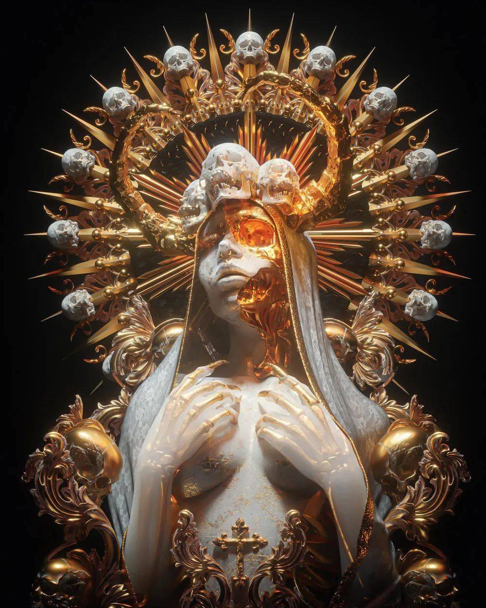 他作品的风格可以看作为是古典主义,洛可可艺术,哥特主义与超现实主义