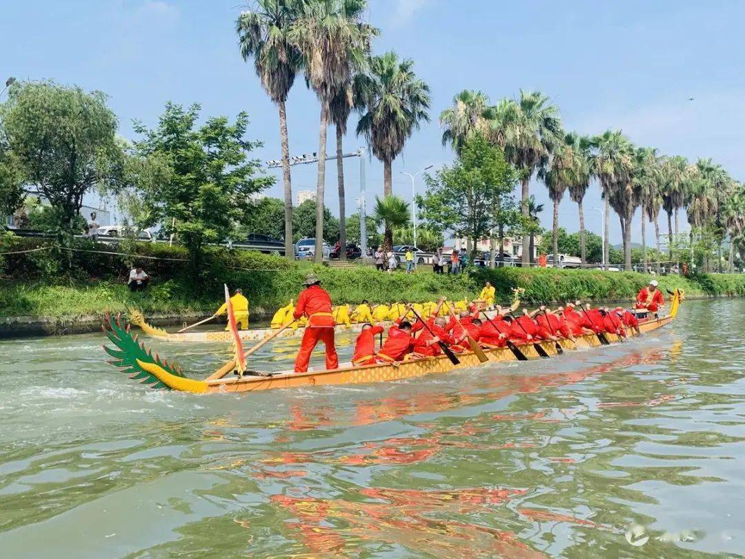 玉坎河上划龙舟 争相竞渡迎端午