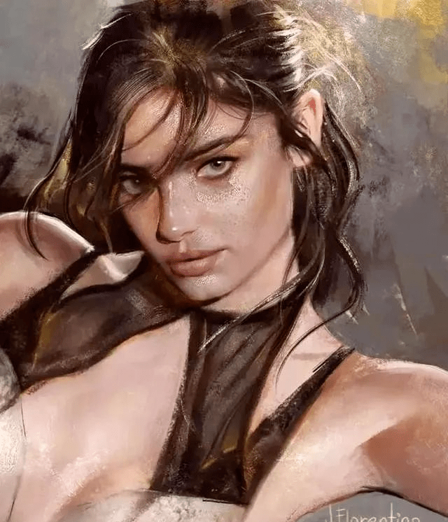 油画有很强烈的人文色彩,看见人物的肌肤在发光!举止间和真人无疑