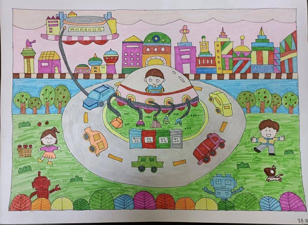 美术科组开展了科幻画创作比赛,本次比赛围绕《智能家居》《新能源》