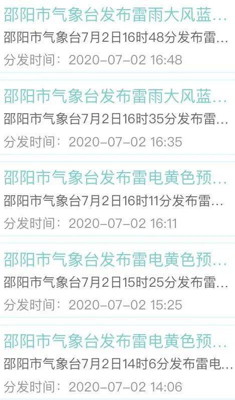 邵阳连发5条气象预警接下来的天气