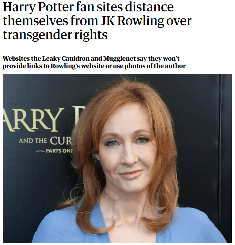 哈利波特最大粉丝网站和jk罗琳划清界限,这又咋地了?