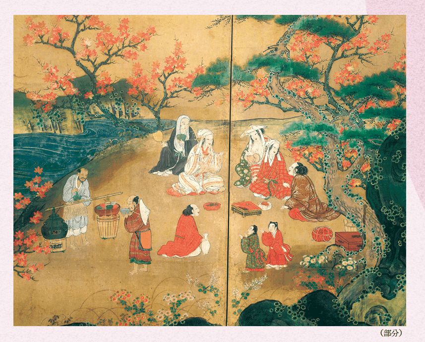 使用场景的画作,其中有两幅国宝级作品, 即《观枫图屏风》,狩野秀赖