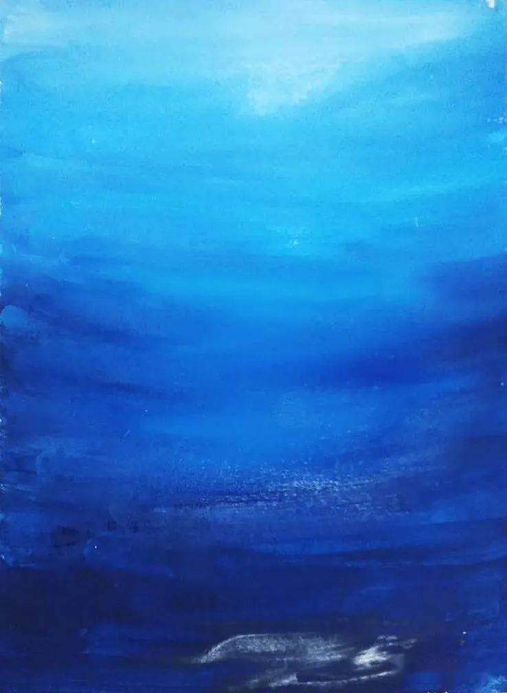 头的位置用细的水粉笔沾白色水粉点出蒲公英,普蓝色周边也需点上,要