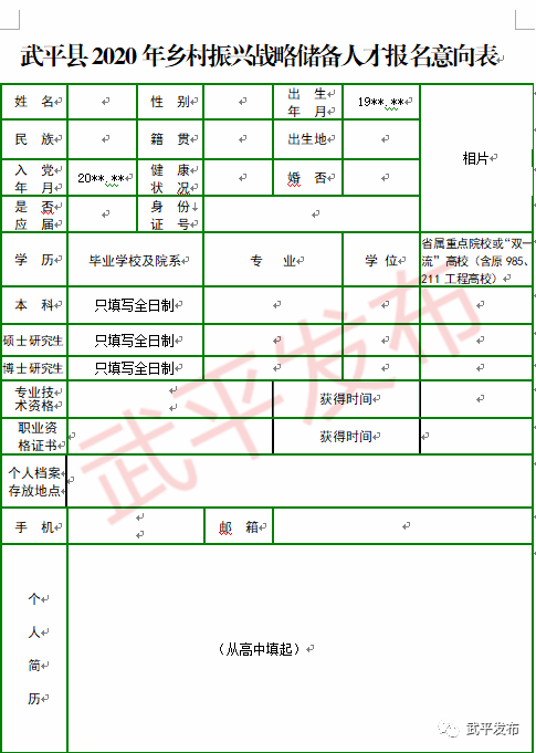 武平2020年人才引進公告來啦