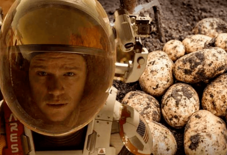 电影《火星救援》描述了宇航员在火星上遇险之后,种植土豆存活下来的