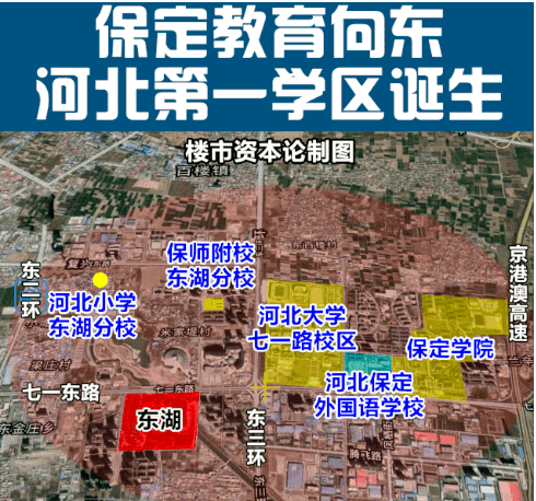 分佈著保師附校,保定外國語學院(市十七中),河北大學新校區