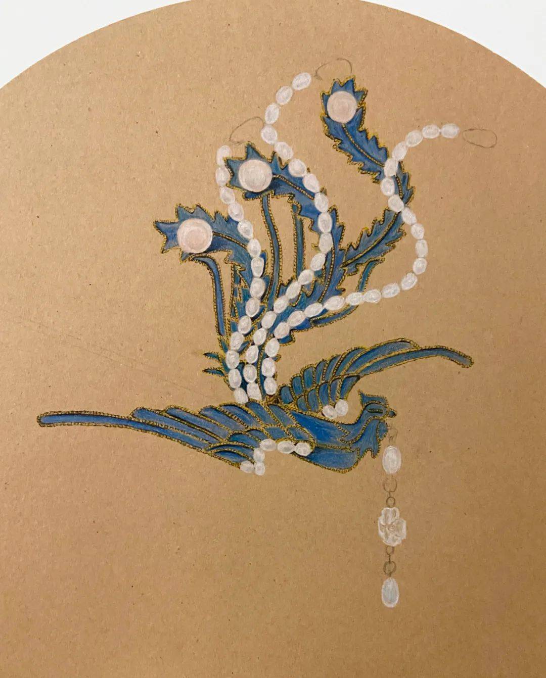 牛皮纸古风小品彩铅画图文教程步摇