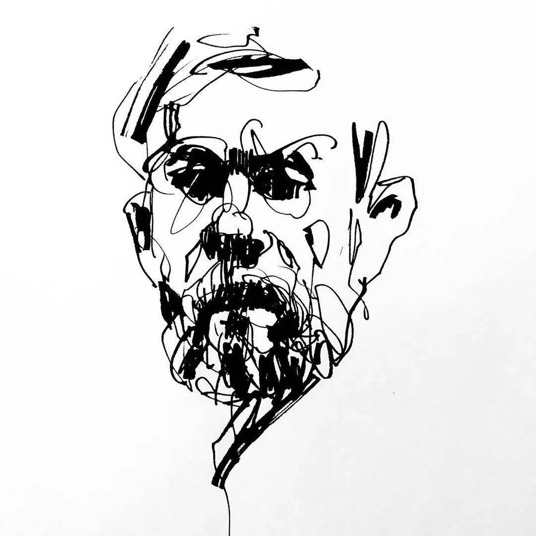 速写头像印度画家prakashthombre作品六