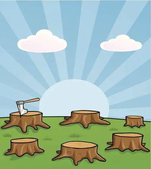 被砍伐的树桩图片漫画图片