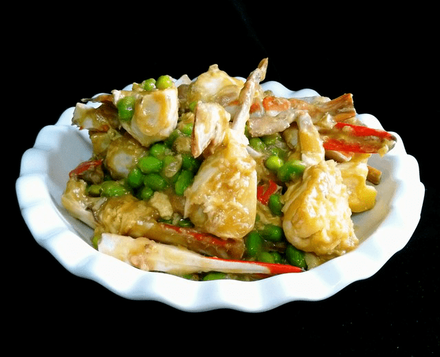 居嘉逸乐宅家养养生梭子蟹炒毛豆