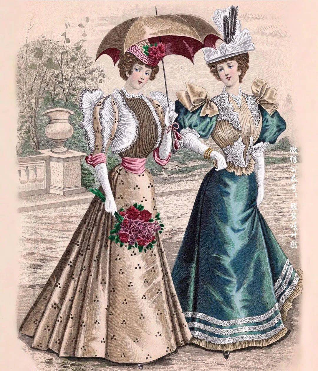 以前没有电脑的时候服装效果图长这样200张复古服装效果图