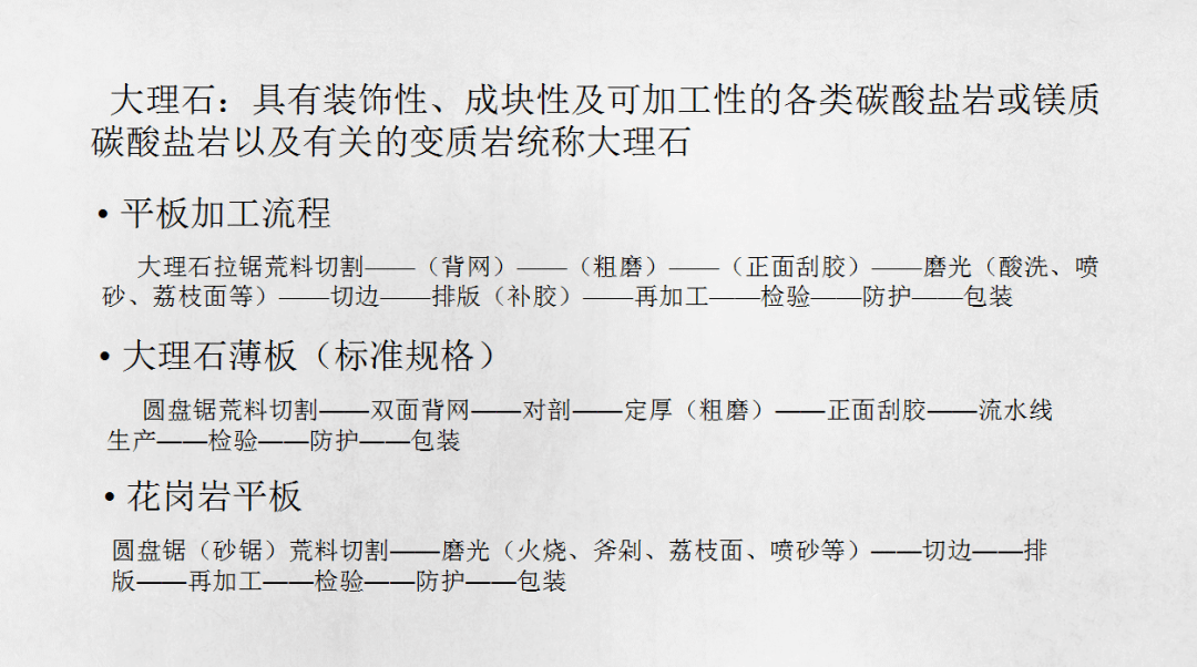 大理石的加工流程形成一个基本认知我们首先要对大理石的加工工艺在