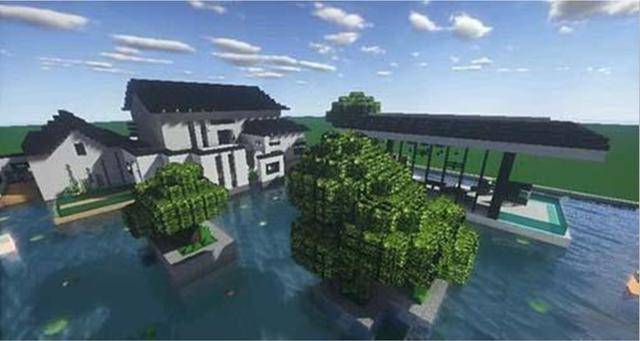 我的世界:水上建筑,还有海底通道!玩家:水下景色也太美了吧_别墅