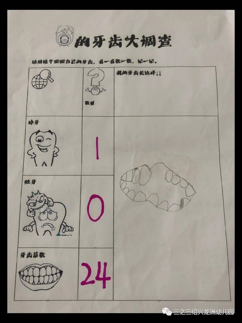 幼儿园牙齿调查表图片图片