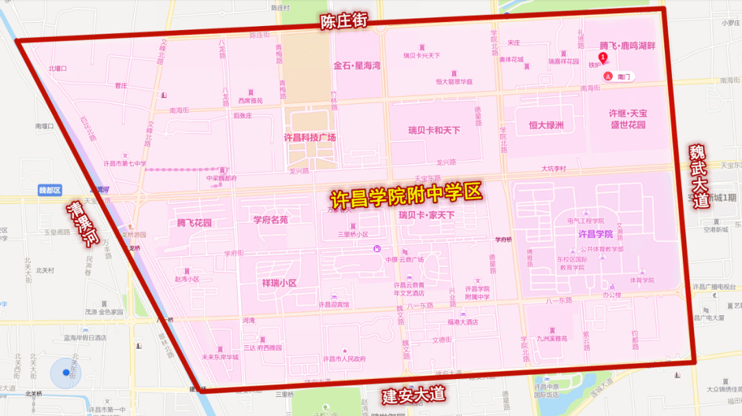 许昌市东城区2020年中小学学区划分图解