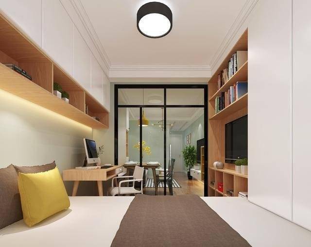 西安旧房翻新装修改造:长方形书房设计方案,让书房设计更合理