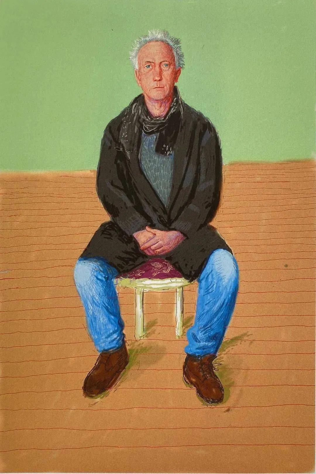 david本图录的最后一部分收录了大卫·霍克尼1954到2012年间的自画 