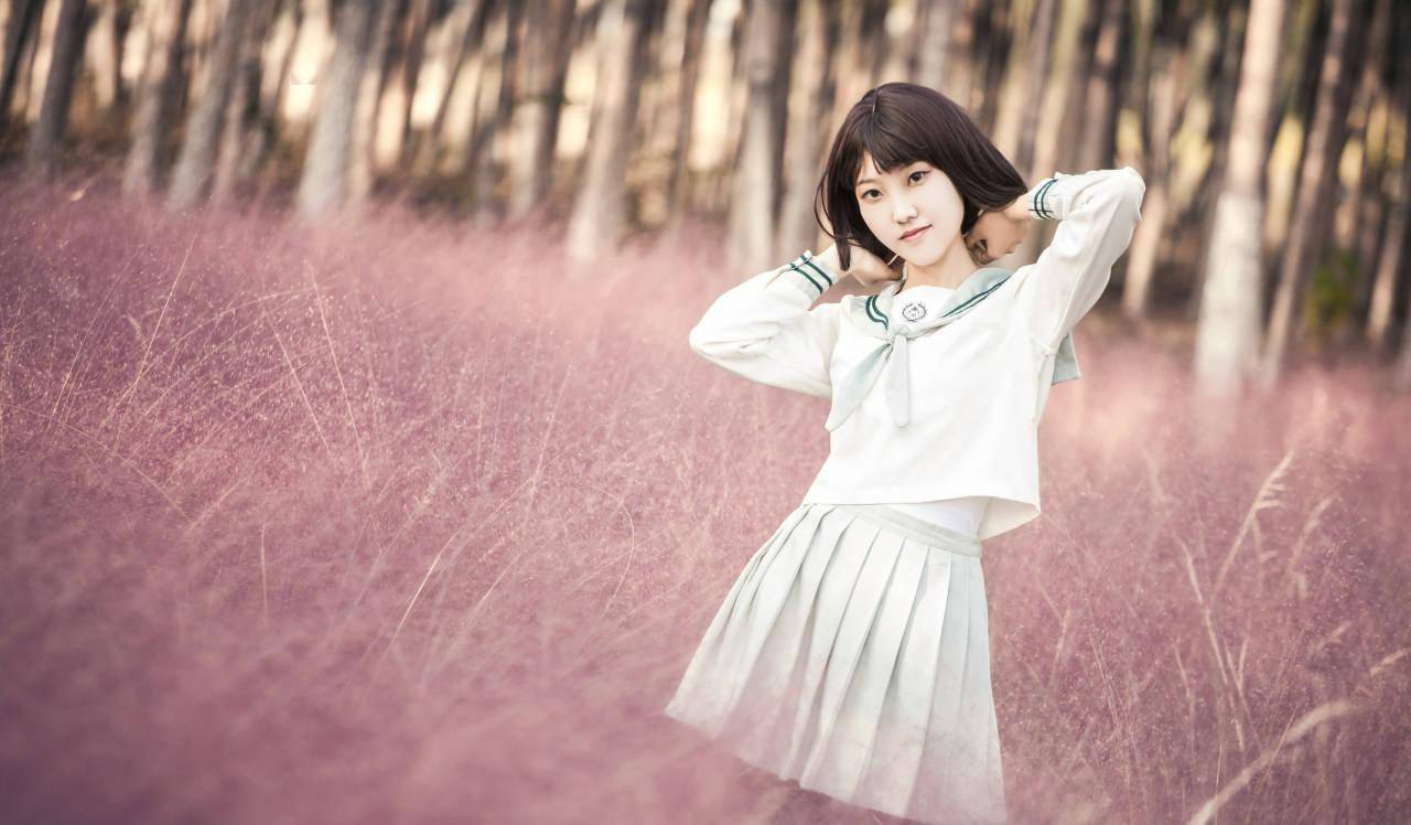 jk私影少女心爆棚的粉色的草