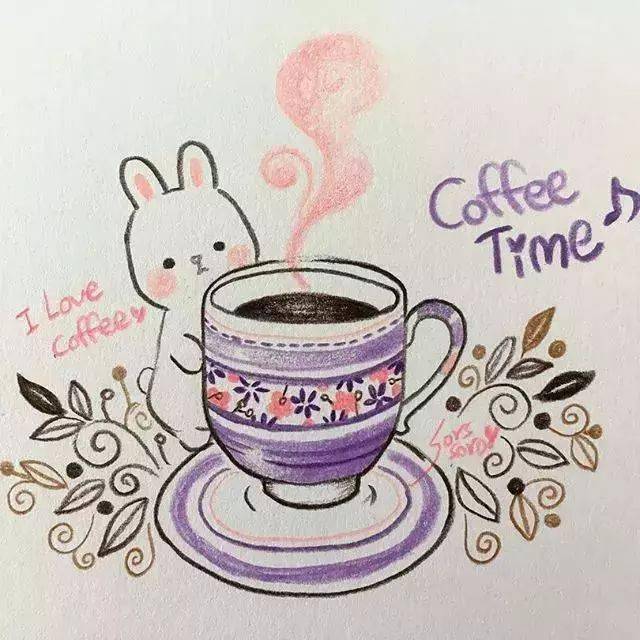 咖啡的简笔画彩色图片